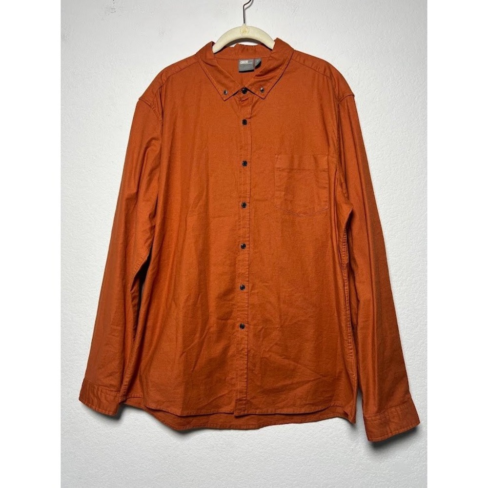 ASOS Button Down Shirt 2XL Burnt Orange Mens Earthcore Stretch Cotton Minimalist